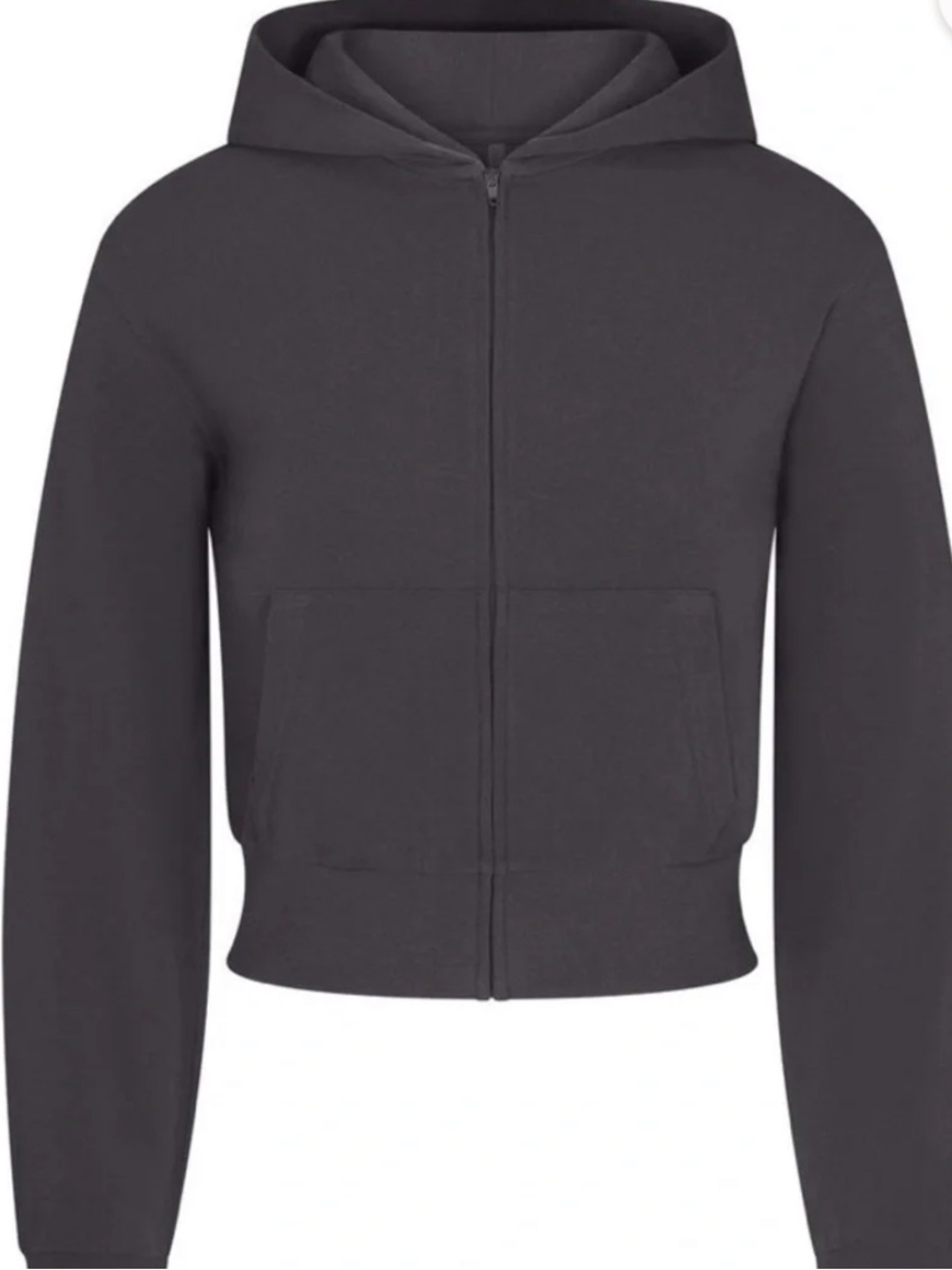 Skims Cotton Jersey Zip Up Hoodie